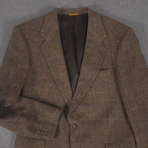Sterling & Hunt Sport Coat Mens 42R Glen Plaid 100% Pure Camel Hair Premier